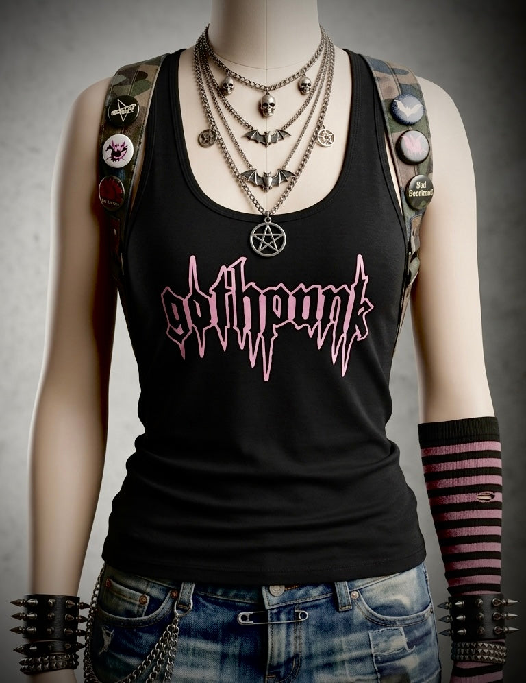 Gothpunk - classic neonbleed - female racerback tank top