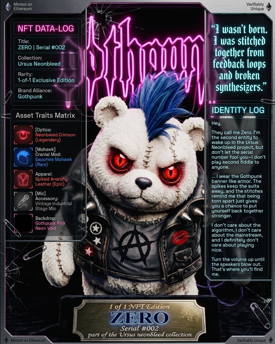 #002 Zero - Gothpunk neonbleed Ursus NFT