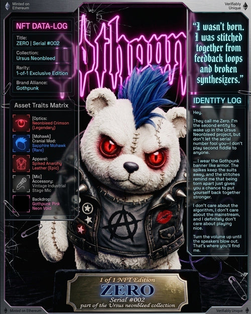 #002 Zero - Gothpunk neonbleed Ursus NFT