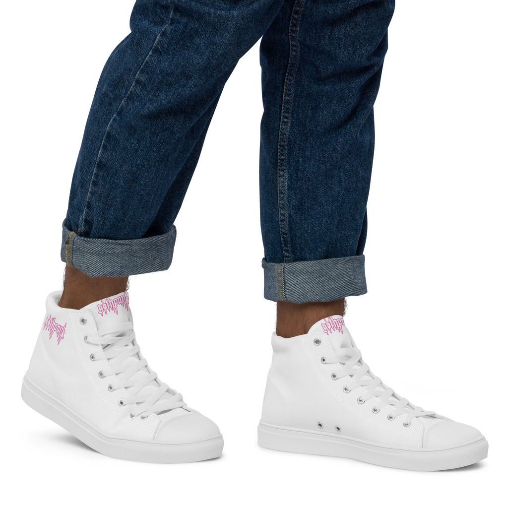 Product mockup men's high top canvas sneakers